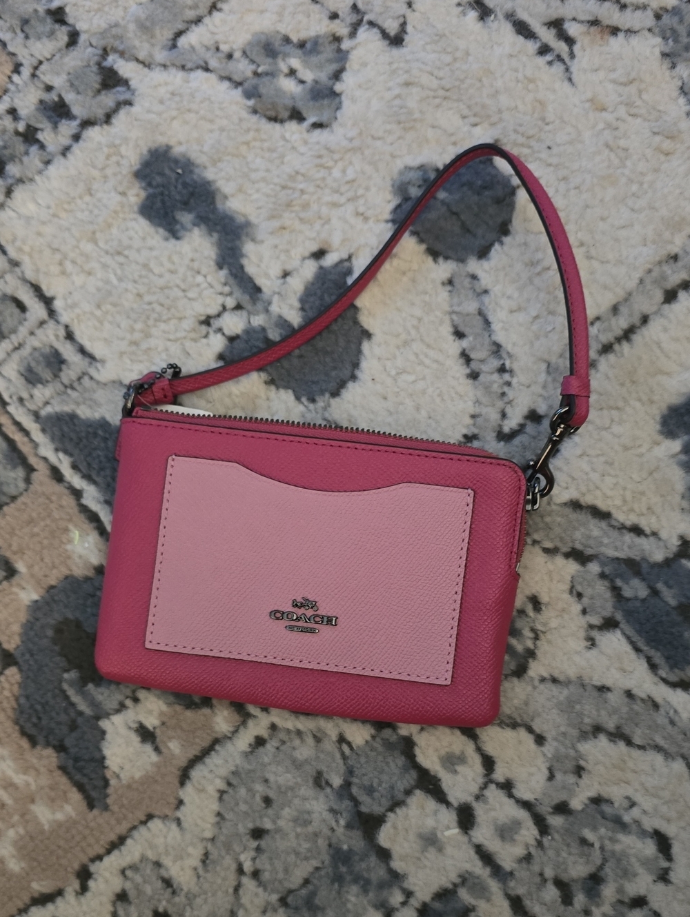 Coach Two-Tone Pink Leather Wristlet New With Tags